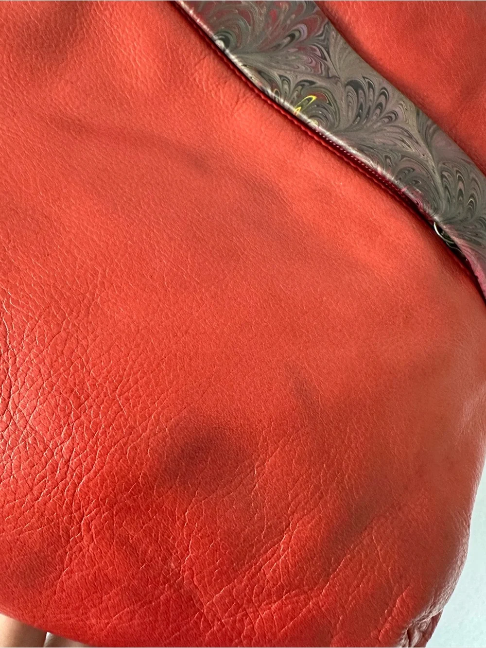 Solace Red Leather Hobo Bag Slouchy Adjustable Crossbody Paisley Boho Whimsigoth
